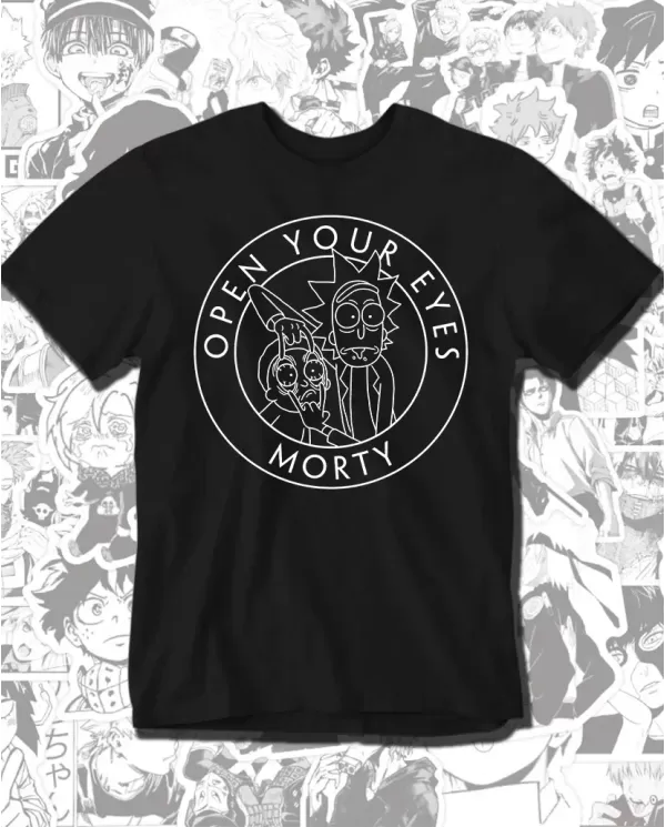 Camiseta Estampada Rick And Morty Open Your Eyes 🎬 Calidad Premium