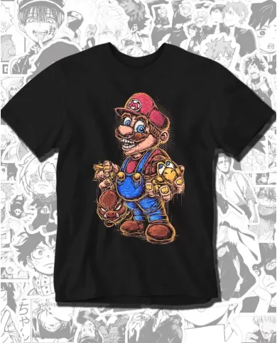 Camiseta Estampada Mario Mario-Neta 🎮 Calidad Premium
