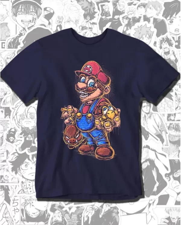 Camiseta Estampada Mario Mario-Neta 🎮 Calidad Premium