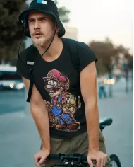 Camiseta Estampada Mario Mario-Neta 🎮 Calidad Premium