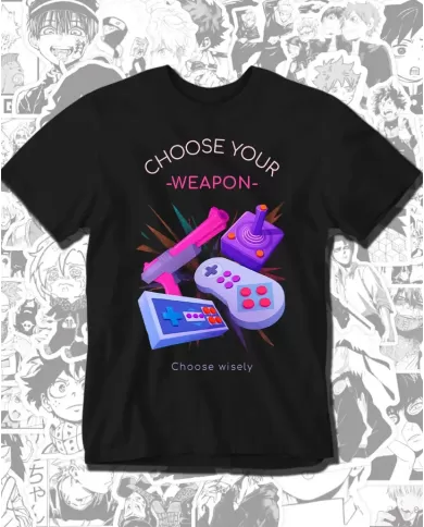 Camiseta Estampada Choose Your Weapon 🎮 Calidad Premium