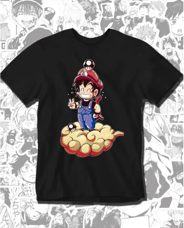 Camiseta Estampada Mario Goku 🎮 Calidad Premium