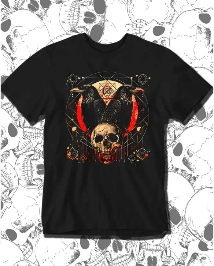 Camiseta Estampada Skull Crow 💀 Calidad Premium