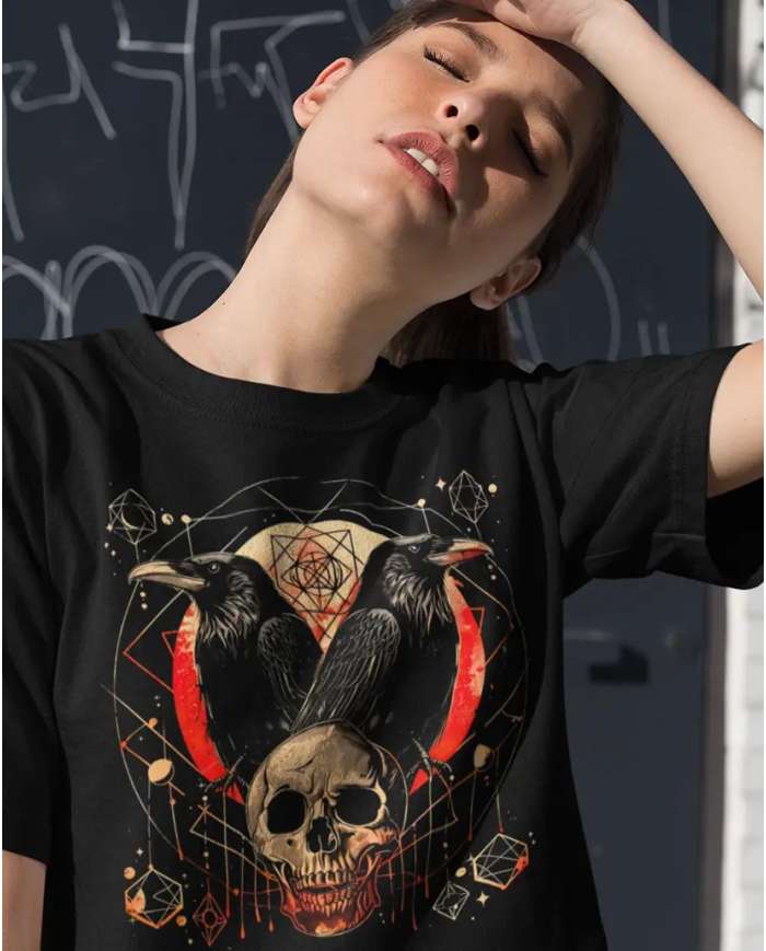 Camiseta Estampada Skull Crow 💀 Calidad Premium