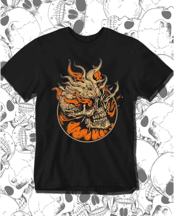 Camiseta Estampada Skull Fire 💀 Calidad Premium