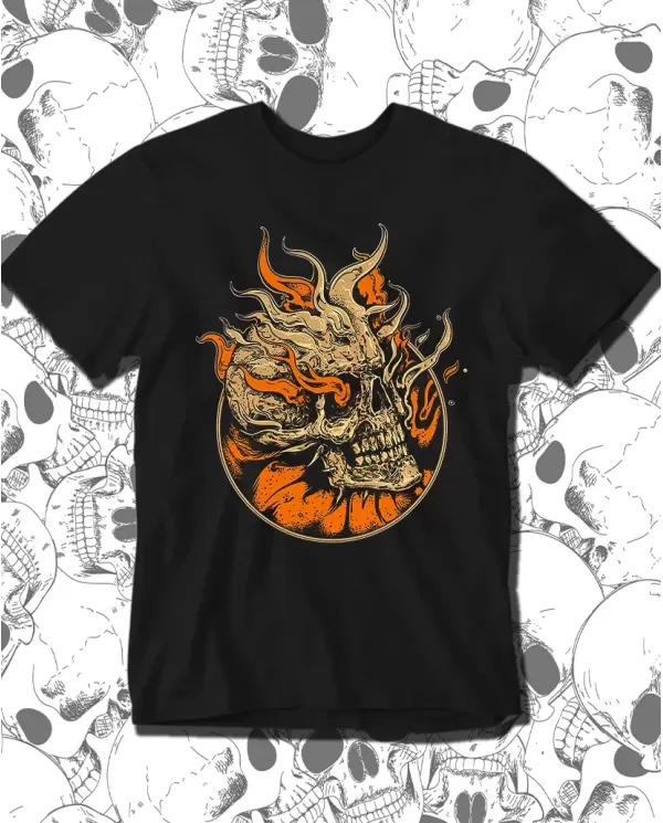 Camiseta Estampada Skull Fire 💀 Calidad Premium