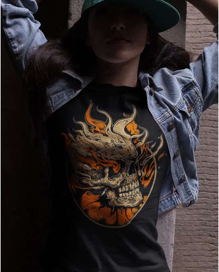 Camiseta Estampada Skull Fire 💀 Calidad Premium