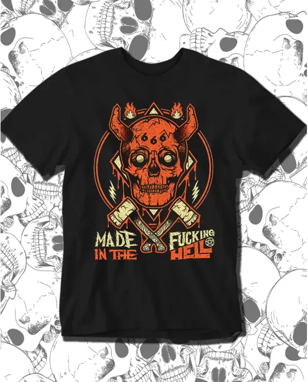 Camiseta Estampada Made In The Fucking Hell 💀 Calidad Premium