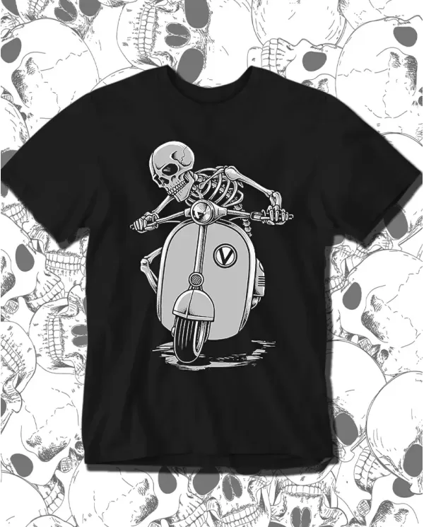 Camiseta Estampada Motocicle Esqueleton 💀 Calidad Premium