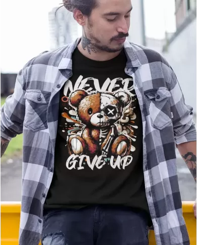Camiseta Estampada Never Give Up 👽 Calidad Premium