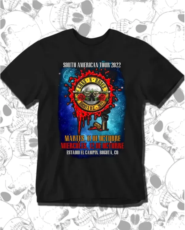 Camiseta Estampada Guns And Roses Colombia 22 🤟 Calidad Premium