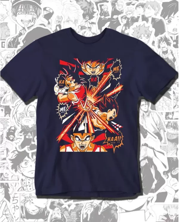 Camiseta Estampada Dragon Ball Goku Vs Vegeta 02 🍜 Calidad Premium