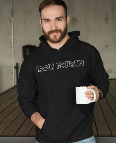 Hoodie Estampado Iron Maiden LOGO EN BLANCO