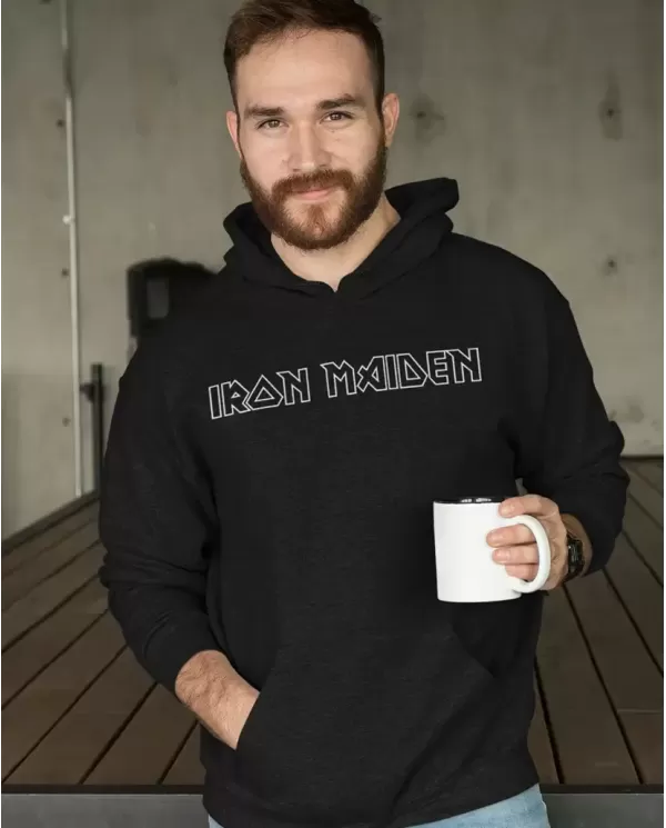 Hoodie Estampado Iron Maiden LOGO B/N
