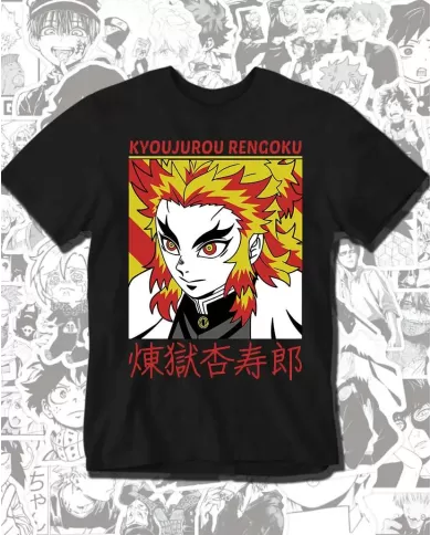 Camiseta Estampada Demon Slayer kimetsu no yaiba Rengoku 🍜 Calidad Premium