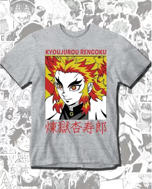 Camiseta Estampada Demon Slayer kimetsu no yaiba Rengoku 🍜 Calidad Premium