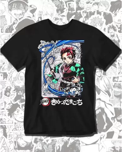 Camiseta Estampada Demon Slayer kimetsu no yaiba Blue 🍜 Calidad Premium
