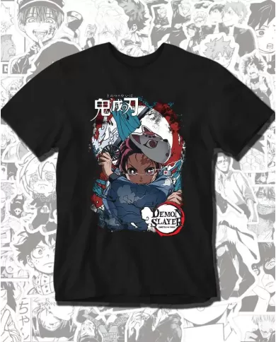 Camiseta Estampada Demon Slayer kimetsu no yaibar Mascara 🍜 Calidad Premium