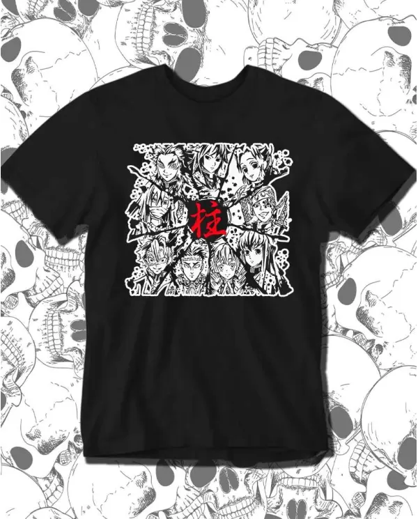 Camiseta Estampada Demon Slayer kimetsu no yaiba Pilares 🍜 Calidad Premium