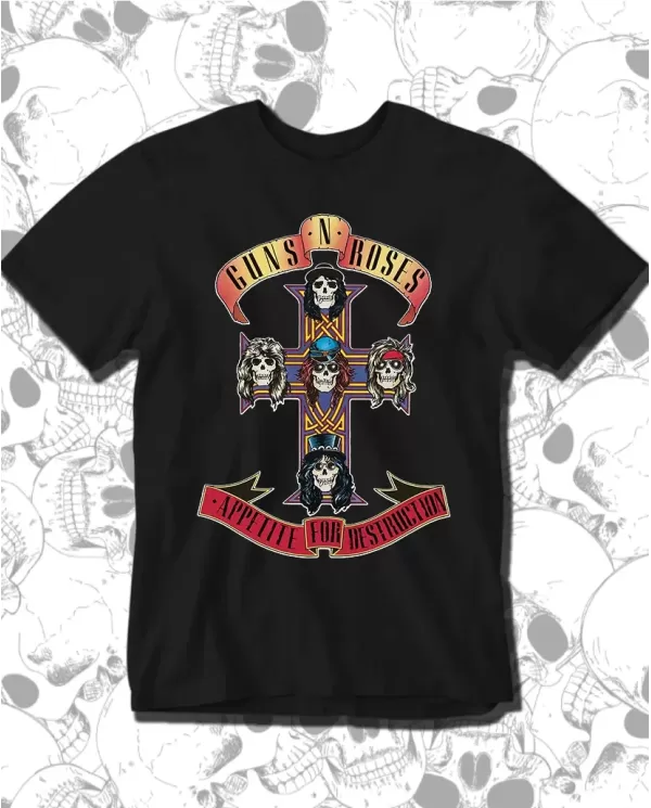 Camiseta Estampada Guns And Roses Appetite for Destruction 🤟 Calidad Premium