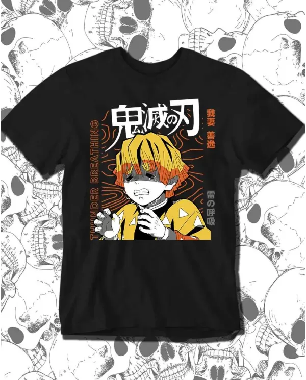Camiseta Estampada Demon Slayer kimetsu no yaiba Zenitsu 🍜 Calidad Premium