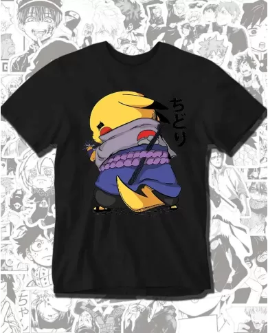 Camiseta Estampada Naruto Sasuke Pikachu 💥 Calidad Premium
