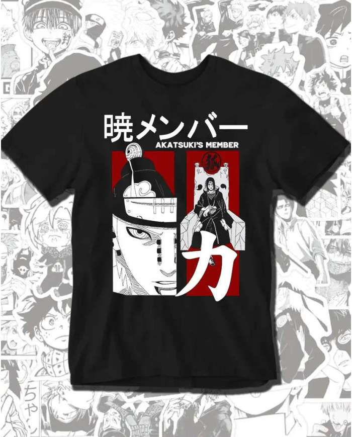 Camiseta Estampada Naruto Akatsukis Member 💥 Calidad Premium