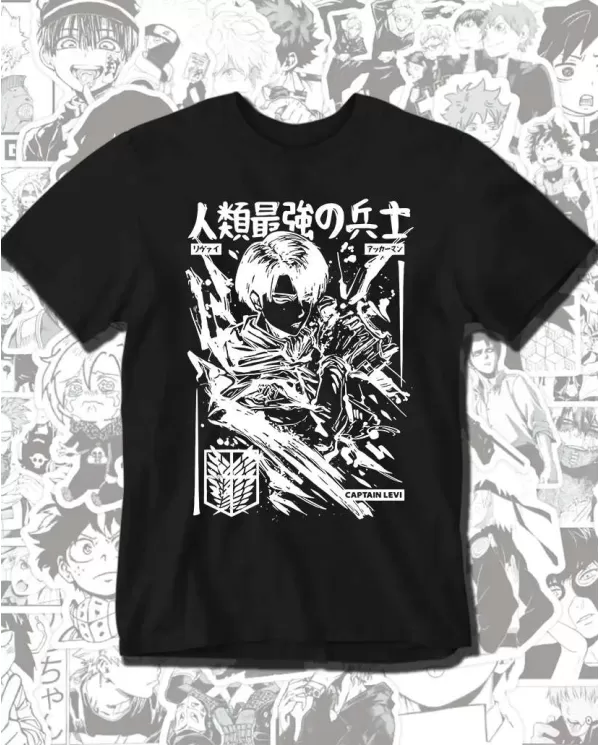 Camiseta Estampada Attack on Titan-Shingeki No Kyojin Levy 💥 Calidad Premium