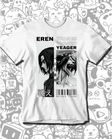 Camiseta Estampada Attack on Titan-Shingeki No Kyojin Eren 💥 Calidad Premium