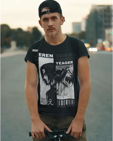 Camiseta Estampada Attack on Titan-Shingeki No Kyojin Eren 💥 Calidad Premium
