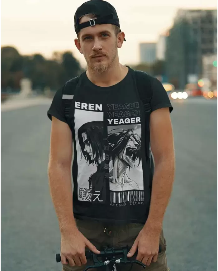 Camiseta Estampada Attack on Titan-Shingeki No Kyojin Eren 💥 Calidad Premium