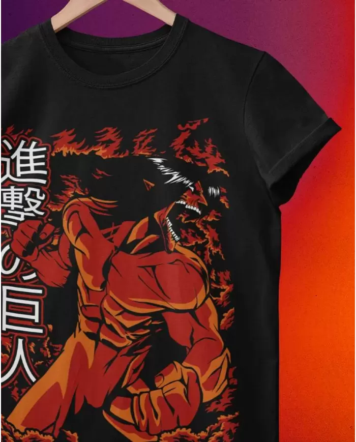 Camiseta Estampada Attack on Titan-Shingeki No Kyojin Eren Yeager Titan de Ataque 💥 Calidad Premium
