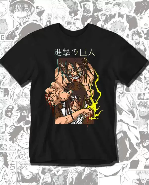 Camiseta Estampada Attack on Titan-Shingeki No Kyojin Eren Yeager Titan de Ataque 💥 Calidad Premium