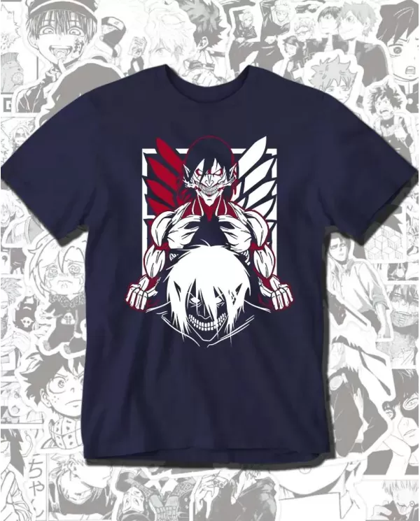 Camiseta Estampada Attack on Titan-Shingeki No Kyojin Eren Yeager Titan de Ataque 💥 Calidad Premium