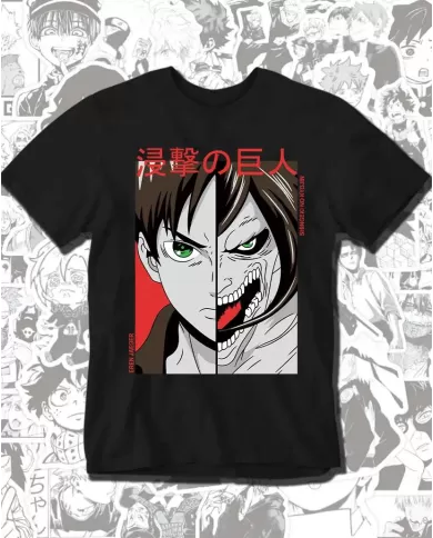 Camiseta Estampada Attack on Titan-Shingeki No Kyojin Eren Yeager Titan de Ataque 💥 Calidad Premium
