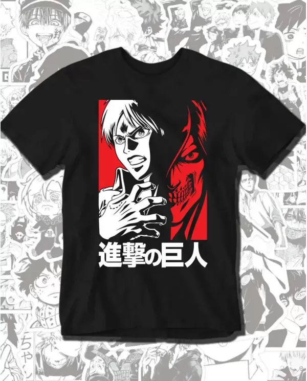Camiseta Estampada Attack on Titan-Shingeki No Kyojin Eren Yeager Titan de Ataque 💥 Calidad Premium