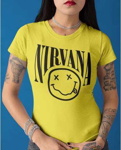 Camiseta Estampada Nirvana Face Logo 🤟 Calidad Premium