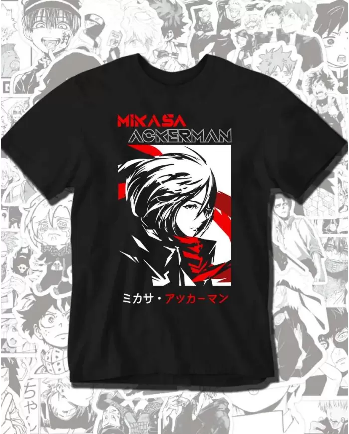 Camiseta Estampada Attack on Titan-Shingeki No Kyojin Mikasa Ackerman 💥 Calidad Premium
