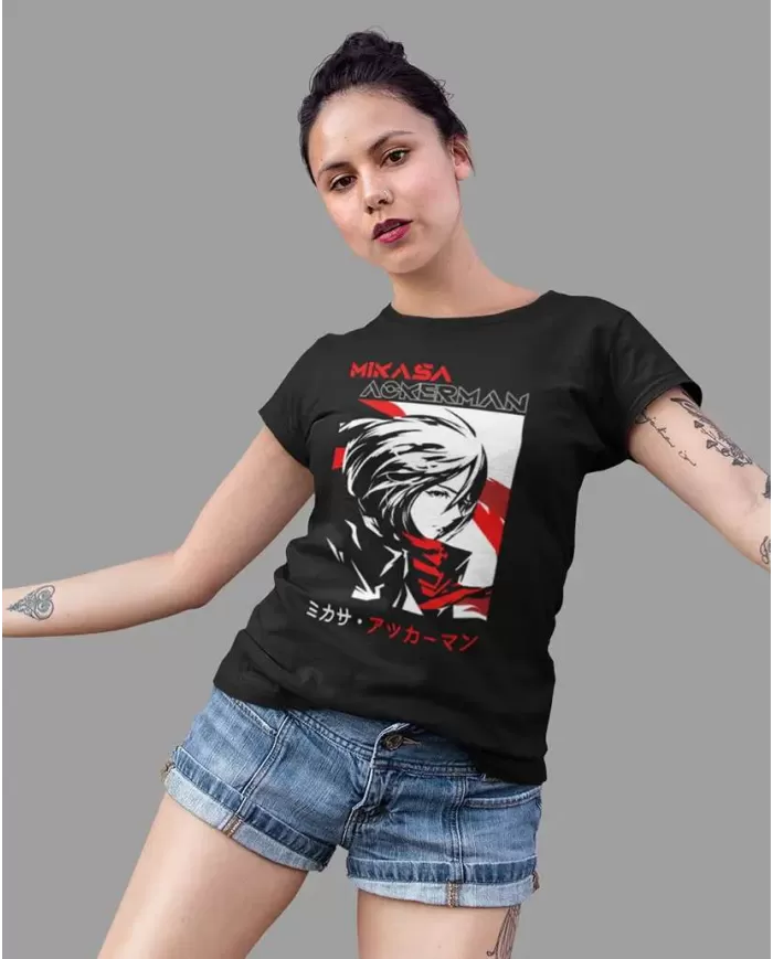 Camiseta Estampada Attack on Titan-Shingeki No Kyojin Mikasa Ackerman 💥 Calidad Premium