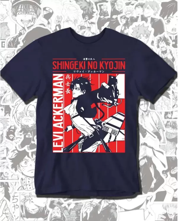 Camiseta Estampada Attack on Titan-Shingeki No Kyojin Levi Ackerman 💥 Calidad Premium