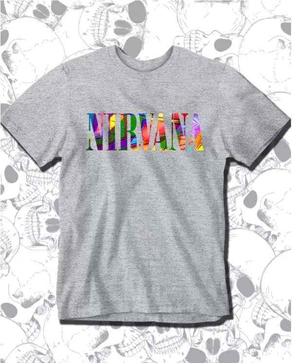 Camiseta Estampada Nirvana Logo Color 🤟 Calidad Premium