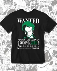 Camiseta Estampada One Piece Zoro Wanted 💥 Calidad Premium