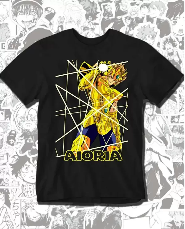 Camiseta Estampada Saint Seiya Caballeros Del Zodiaco Aioria Leo 💥 Calidad Premium