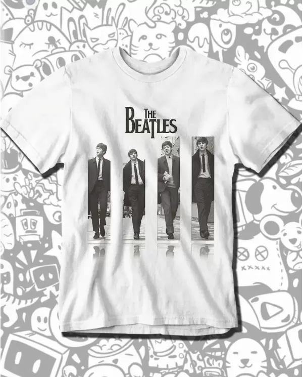 Camiseta Estampada The Beatles Realista Walk 🤟 Calidad Premium