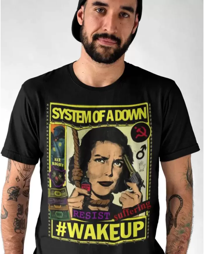 Camiseta Estampada System Of A Down SOAD Wakeup 🤟 Calidad Premium