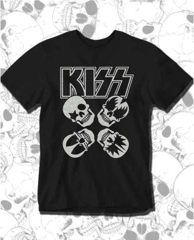 Camiseta Estampada Kiss Four Skull 🤟 Calidad Premium