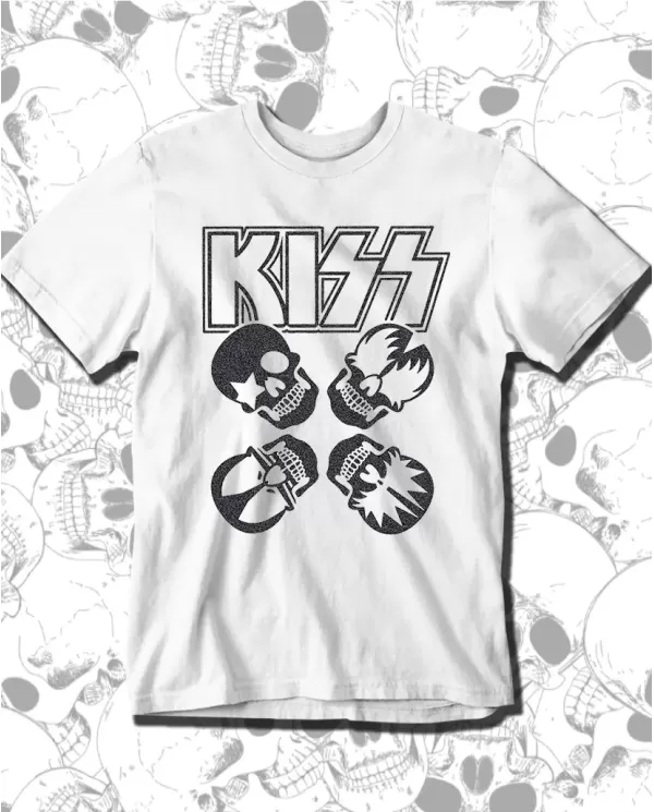 Camiseta Estampada Kiss Four Skull 🤟 Calidad Premium