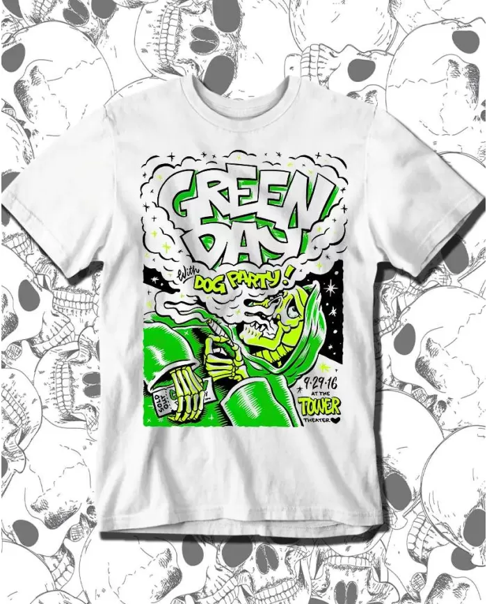 Camiseta Estampada Green Day Dog Party 🤟 Calidad Premium
