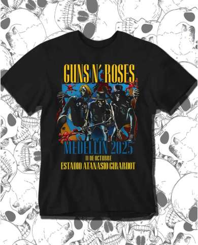 Camiseta Estampada Guns And Roses Medellín Concierto 2025 🤟 Calidad Premium