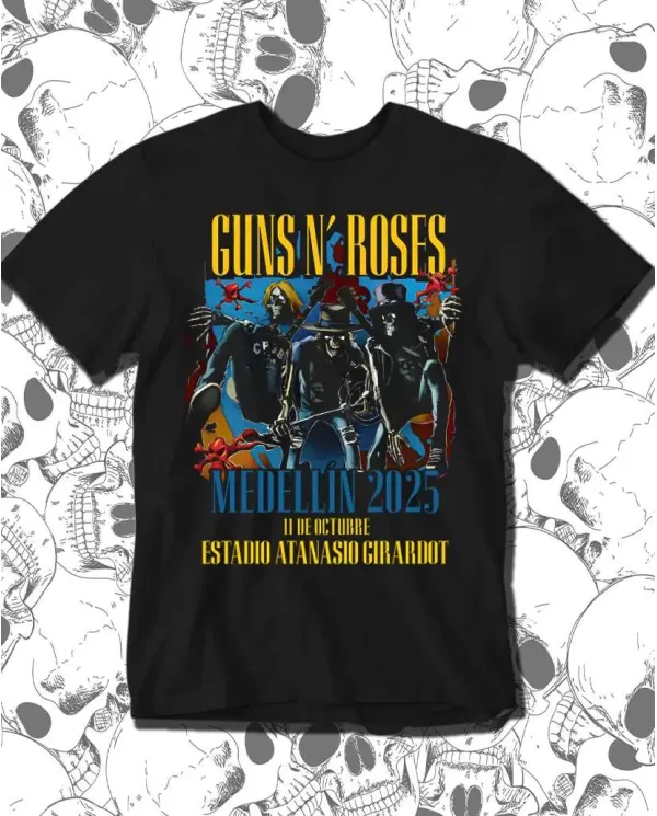 Camiseta Estampada Guns And Roses Medellín Concierto 2025 🤟 Calidad Premium
